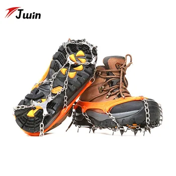 Jwin 8 Dinti Sport Anti-Alunecare pe Gheață Prindere Ghete Pantofi Cizme Mânere Crampon Lanț Spike Zăpadă pentru Drumeții, Alpinism