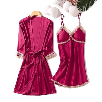 Dantela Somn Set de Vara Noi Pijamale Homewear Sleepwear 2 BUC Gri Haină de Nuntă Set Sexy Lady Acasă Îmbrăcăminte Lenjerie Intima