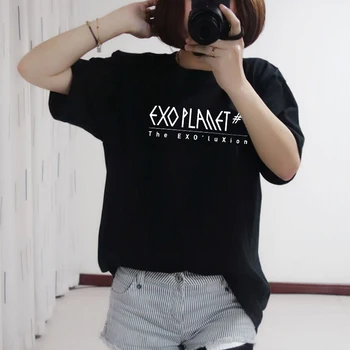 COOLMIND EX0101B bumbac vrac rece EXO imprimare femei tricou casual cu maneci scurte Tricou femei de vară pierde T-shirt femei
