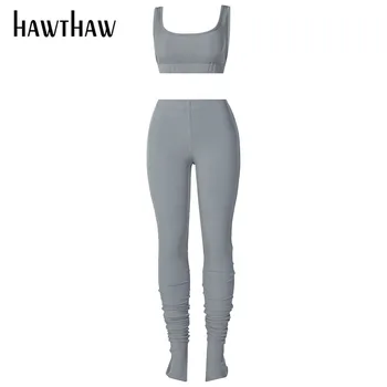Hawthaw Femei Toamna Iarna Topuri Rezervor Slim Pantaloni Lungi De Trening Antrenament Sport Două Seturi De Piese Trening 2020 Haine De Toamna