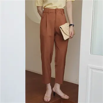 HziriP Toate se Potrivesc de Moda Chic de Vară 2020 OL Slim Glezna-Lungime Pantaloni cu Talie Înaltă Vrac Solid Femei Casual Pantaloni Drepte