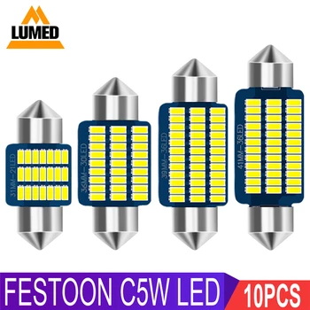 10x C5W LED-uri Auto Bec Luces LED Para Auto Interior Partea de lumină Feston Cupola Lampa de Citit 21 30 36 3014 Led-uri 12V DC