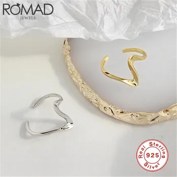 ROMAD Moda Simplu Val Inel Argint 925 Inele pentru Femei Marime Inel Deschis Bijuterii de Nunta Fete Femei Cadouri