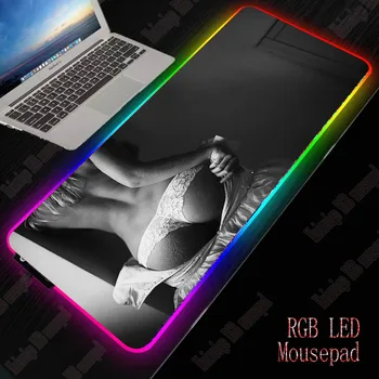 XGZ Anime Fata Sexy Fund Mare RGB LED-uri Mouse Pad 7 Culoare USB Cablu Iluminat de Jocuri Gamer Mousepad pentru Laptop-Calculator de Birou Mat