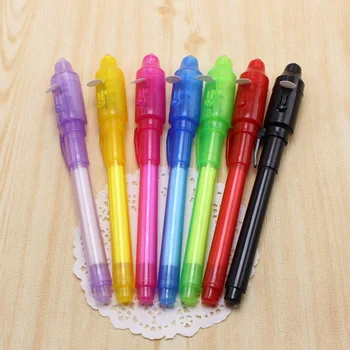 24buc 6pcs Creative Papetărie LED Marker Pen 2 In 1 UV Negru Lumina Combo Școală Desenul Birou Pix Cerneală Invizibilă (Mixt)