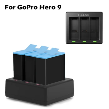 GoPro 9 3-modul Baterie Incarcator Rapid Inteligent de Încărcare Cutie Cu Lumina LED-uri de Tip C Cablu de Date Pentru GoPro Hero 9 Camera de Sport Accesorii