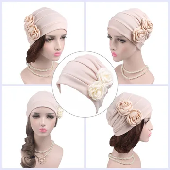 2020 Femei pe Cap Florale Doamna Turban Pălărie de Primăvară pentru Femei Pălării de Păr Musulmani Chimioterapie Capac de Flori Capota Beanie