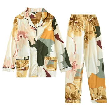 Primăvara și vara noi doamne din bumbac pijama de toamnă bumbac doamnelor maneca lunga pantaloni costum de servicii de origine costum tricotate