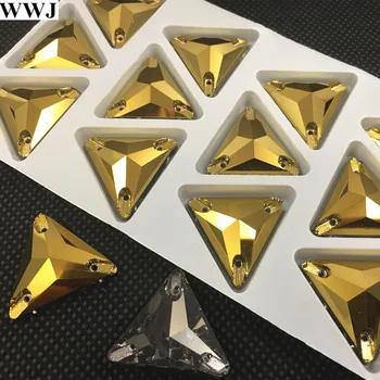 Noul Aur Hematit Culoare 3270 Tri-unghi 22,16,12 mm Coase Pe Piatra Flatback 3holes de Cusut de Cristal de Sticlă Margele Rochie de Luare de Bijuterii