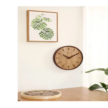 14-inch Japoneză Acasă Liniștit Ceas Camera de zi Dormitor Simplu Decor Modern Agățat Ceas din Lemn Cuarț Ceas circular