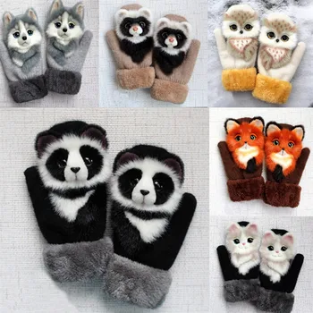 Fierbinte Animal, Pisică, Câine, Panda Racoon Design Copilul de Iarnă Mănuși de Cald 22cm Mult Fată Drăguță cu un Deget Plin Degetele de Moda Printesa Guantes