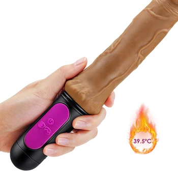 Realist Încălzire Dildo Vibrator pentru Femei 10 viteza îndoiți Moale laba Penis G Spot Vagin anus Masturbator Jucărie Sexuală pentru adulți