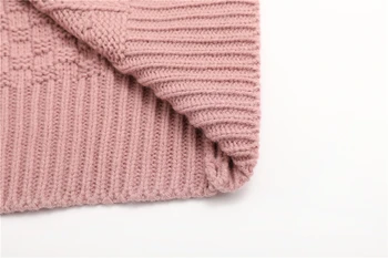 JESSIC Moda Solid Cablu Toamna Iarna 2020 Nou Doamnelor Tricotate Pulover Femei O-gat Maneci Largi Pulovere Maro Rosu Roz