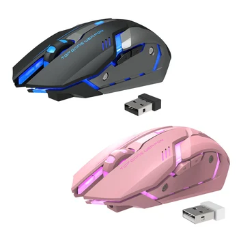 T1 Ergonomic 2.4 G Reîncărcabilă Tăcut Iluminata USB Optic Wireless Gaming Mouse-ul pentru sistemul de OPERARE Windows
