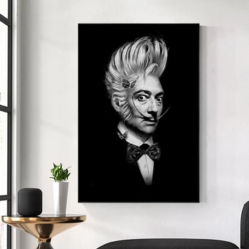 Alb și negru Salvador Dali Portret Arta de Perete Postere si Printuri Artist spaniol Panza Pictura Imagini pentru Living Decorul Camerei
