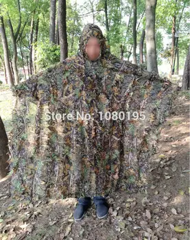 TPRPST Camuflaj 3D Frunze mantie Yowie Ghillie Respirabil Deschide Poncho Tip Camuflaj Birdwatching Poncho Sniper Costum