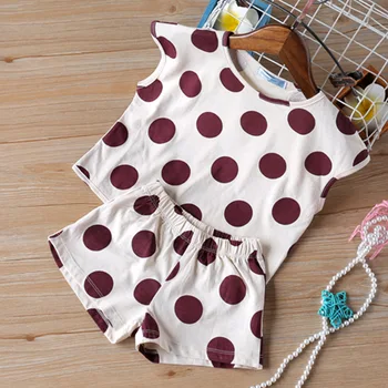 De Vară 2020 Nou Copil Haine De Vară Polka Dot Imprimate Îmbrăcăminte Maneca Scurta Top + Pantaloni Scurți Două Seturi Haine Copii Fete De Îmbrăcăminte