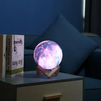 16 Culori de Imprimare 3D Moon Lampa Cu Telecomanda Cerul Înstelat Galaxy Light Construit În Baterie Reîncărcabilă Lampă de Noapte Dropship