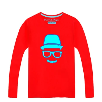 De Brand Nou Pentru Copii T-Shirt Luminos Topuri Casual Copilul Baieti Maneca Lunga Tricou Fete Fluorescente Trening Tee Îmbrăcăminte Pentru Copii