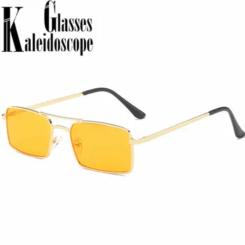 Retro Pătrat Dublu Pod ochelari de Soare Femei Bărbați Metal Mic Dreptunghi Ochelari de Soare Vintage Negru, Nuante de Rosu UV400 Ochelari