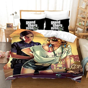 Joc GTA V Set de lenjerie de Pat de Desene animate Plapuma fata de Perna Grand Theft Auto 5 Mângâietor Seturi de lenjerie de Pat Lenjerie de Pat Lenjerii de pat(Nu Foaie)