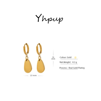 Yhpup Moda Geometrice din Oțel Inoxidabil Hoop Cercei pentru Femei Elegante de Culoare de Aur de Metal Textura Cercei бижутерия Cadou 2020