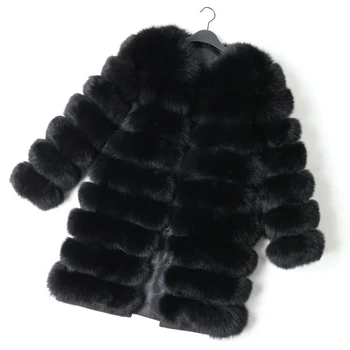 Maomoakong2020 Moda Stil Nou Vulpe Reală Strat Subțire Gât Rotund Iarna pentru Femei Jacheta Blana Naturala Blana Vesta Fata de Piele