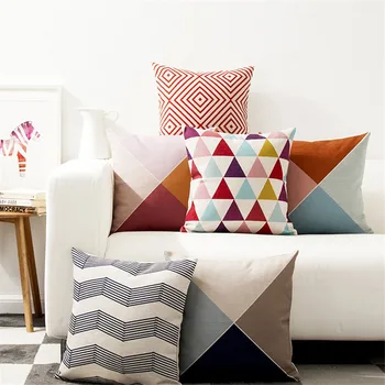 Decorative pernă caz forma patrata geometrice colorate lenjerie de pat din bumbac pernele de acoperire pentru canapeaua de acasă capa de almofadas 45x45cm