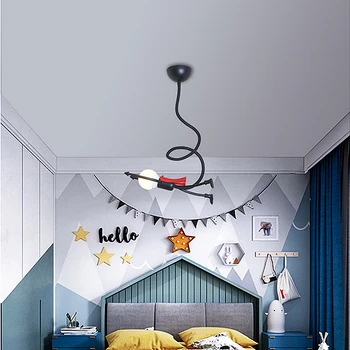 Creativ Retro Agățat Om Mic E27 Pandantiv Lumini LED Fier Dormitor Copii Scara Culoar Art Decor Acasă Pandantiv de Iluminat corp de Iluminat