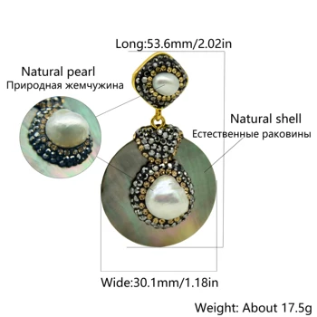 Naturale pearl cercei pentru femei vintage shell bijuterii 2019 moda formă rotundă realizate manual știfturi de ureche