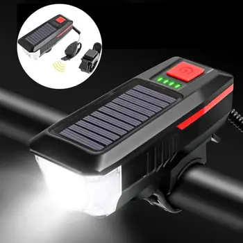 T6 LED Solar de Încărcare USB Biciclete Biciclete Faruri IPX4 rezistent la apa cu Bicicleta Bell 120 dB Lumina Impermeabil Fata de Lumina Farurilor Nou 7