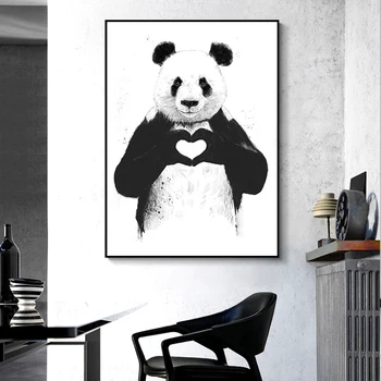 Nordic Animale de Desene animate Drăguț Panda Panza Pictura Poster de Imprimare Cuadros de Arta de Perete pentru Camera de zi Decor Acasă (Fara Rama)