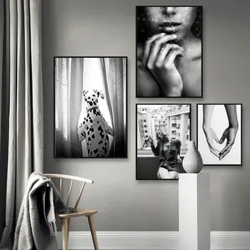 Alb Negru Moda Poster Balet Aripi De Înger Imprimare Canvas Wall Art Pictura Se Țin De Mâini Imagine Moderna Fata De Camera De Decorare