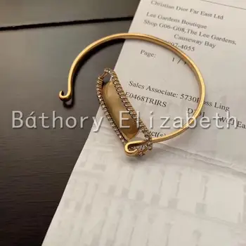 Báthory · Elizabeth Moda Scrisoare Bratara de sex Feminin Stil Retro Dreptunghiulară Brățară Brățară Simplu Clasic brățară pentru femei