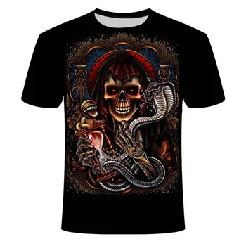 Skull T shirt pentru Bărbați Schelet de T-shirt Punk Rock Tricou Arma tricouri 3d Print T-shirt de Epocă pentru Bărbați Îmbrăcăminte de Vară, topuri Plus Size110—