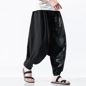 Pantaloni Harem De Bărbați Vrac Se Potrivi Yoga Pant Lenjerie De Pat Din Bumbac Boho Pantaloni Pentru Om Hip Hop Stil Chinezesc Îmbrăcăminte De Modă