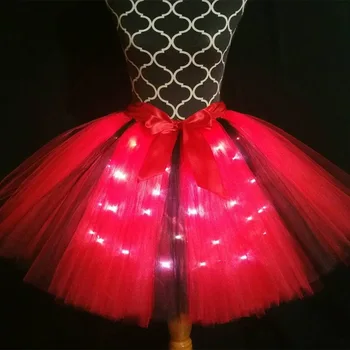 Femei Lumina Fusta Mini Plasă de Costume Rave Haine pentru Adulți, Copii, Petrecere de Crăciun, de Crăciun, de Anul Nou TC21