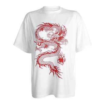 HEYounGIRL Stil Chinezesc Dragon Imprimat Supradimensionat Tricou Femei Harajuku Liber Casual Tricou Femme Maneca Scurta din Bumbac T-shirt