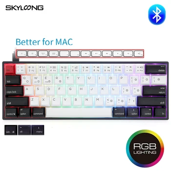 SKYLOONG AK61S Hot Swap Mecanice Tastatura Wireless Bluetooth Dual Mode Galben de Argint Switchs Mini Gaming Keyboard Pentru Mac/Win