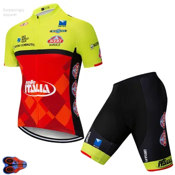 2019 Tur Echipa de Oameni Pro Galben ITALIA Ciclism Jersey 9D Gel Pad Biciclete pantaloni Scurți Set Ropa Ciclismo Vara cu Bicicleta Port Maillot