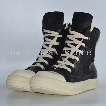 Owen Bolnav Femei Pantofi Casual Ghete din Piele High-TOP Sneaker de Lux Formatori Cizme Dantela-up Zip Plat Alb Pantofi Mari