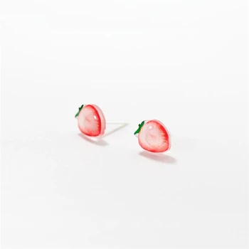 Singura Amintire de Vara Căpșuni Dulce Rece Acrilice Fructe Argint 925 Moda Femei de Cercei Stud SEA752