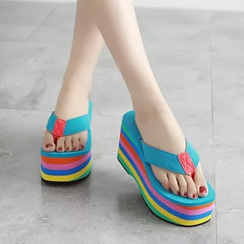 Dimensiunea 34-39 Cu Toc Sandale Femei Cu Talpă Groasă De Moda De Vară Pene De Pantofi De Plaja Cu Platforma