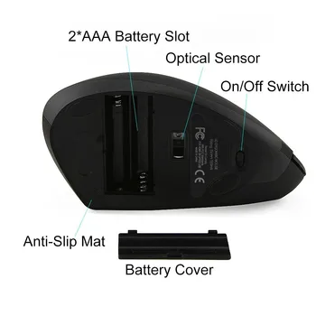 CHUYI Bluetooth 3.0 LED Wireless Verticale Mouse-ul de Birou Ergonomic 1600DPI Optice Cu Mousepad Pentru Laptop PC