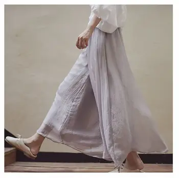 Femeilor Vintage Stil Chinezesc Pantaloni Largi Picior de sex Feminin Casual Lenjerie de pat din Bumbac Vrac Pantaloni de Înaltă Talie Pantaloni de Vară 2020 PA34