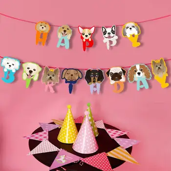 Câine de companie Banner Ziua de nastere Ziua de nastere Fericit Gralands de Imprimare pentru Caine sau Catel Petrecerea de Ziua Decor Drăguț Cățeluș 1 Petrecere Dec