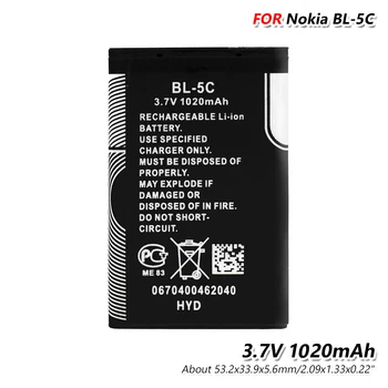 De înaltă Calitate BL5C 1020mAh Litiu acumulator BL-5C BL 5C Telefon de Înlocuire a Bateriei Pentru 6680 6681 6682 7600 7610 N70 N71 N72 N91 3105 3120