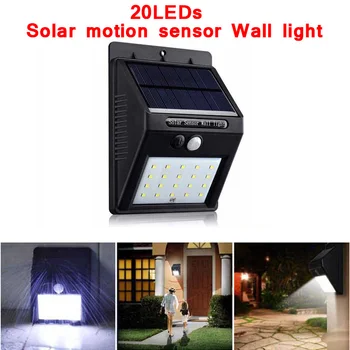 Lampa solara de Exterior Led Wall Street Grădină Securitate PIR Senzor de Mișcare Solare Alimentat Lampada rezistent la apa IP65 Decorative
