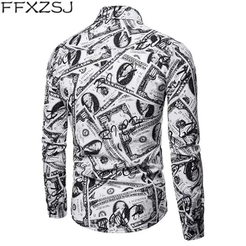 FFXZSJ Brand 2019 noua moda hip hop barbati maneca lunga camasi de imprimare de înaltă gât bluza de petrecere club om topuri tricouri