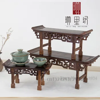 Gol Ceai de Masă Artizanat Display Stand Rosu Chinezesc din Lemn Accesorii pentru Casa Mini Figura lui Buddha Baze de Buna Calitate
